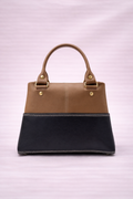 Tan and Black Structured Mini Handbag